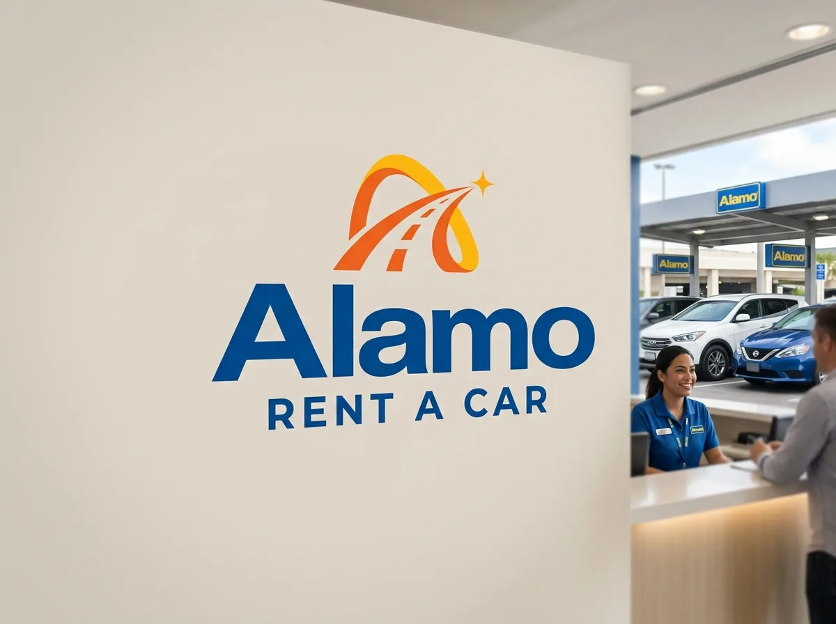 Alamo Rent a Car logo, car rental company brand