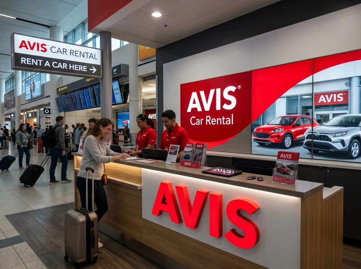 Avis Car Rental logo, rental company brand